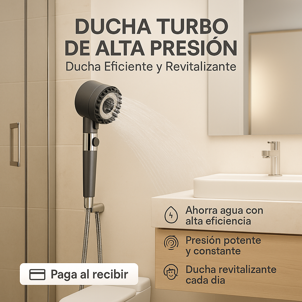 🚿Cabezal de Ducha Turbo de Alta Presión – Eficiente y Revitalizante 💦