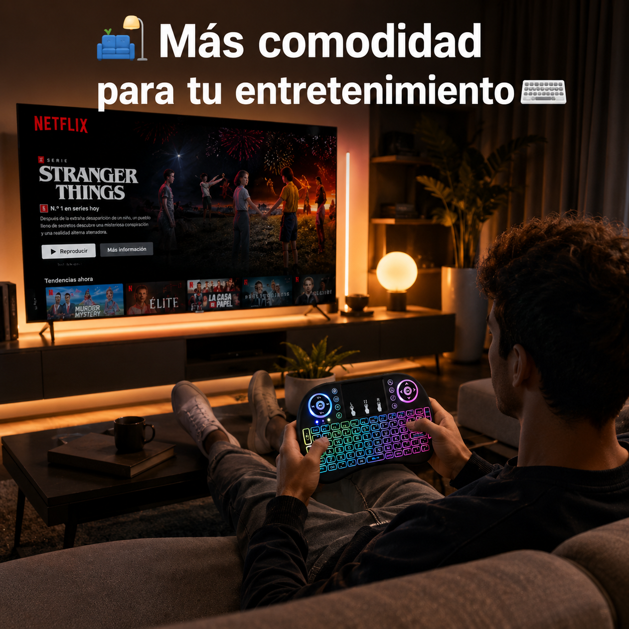 ⚡Mini Teclado Inalámbrico RGB con Touchpad – Controla tu Smart TV desde el sofá 📺🎮