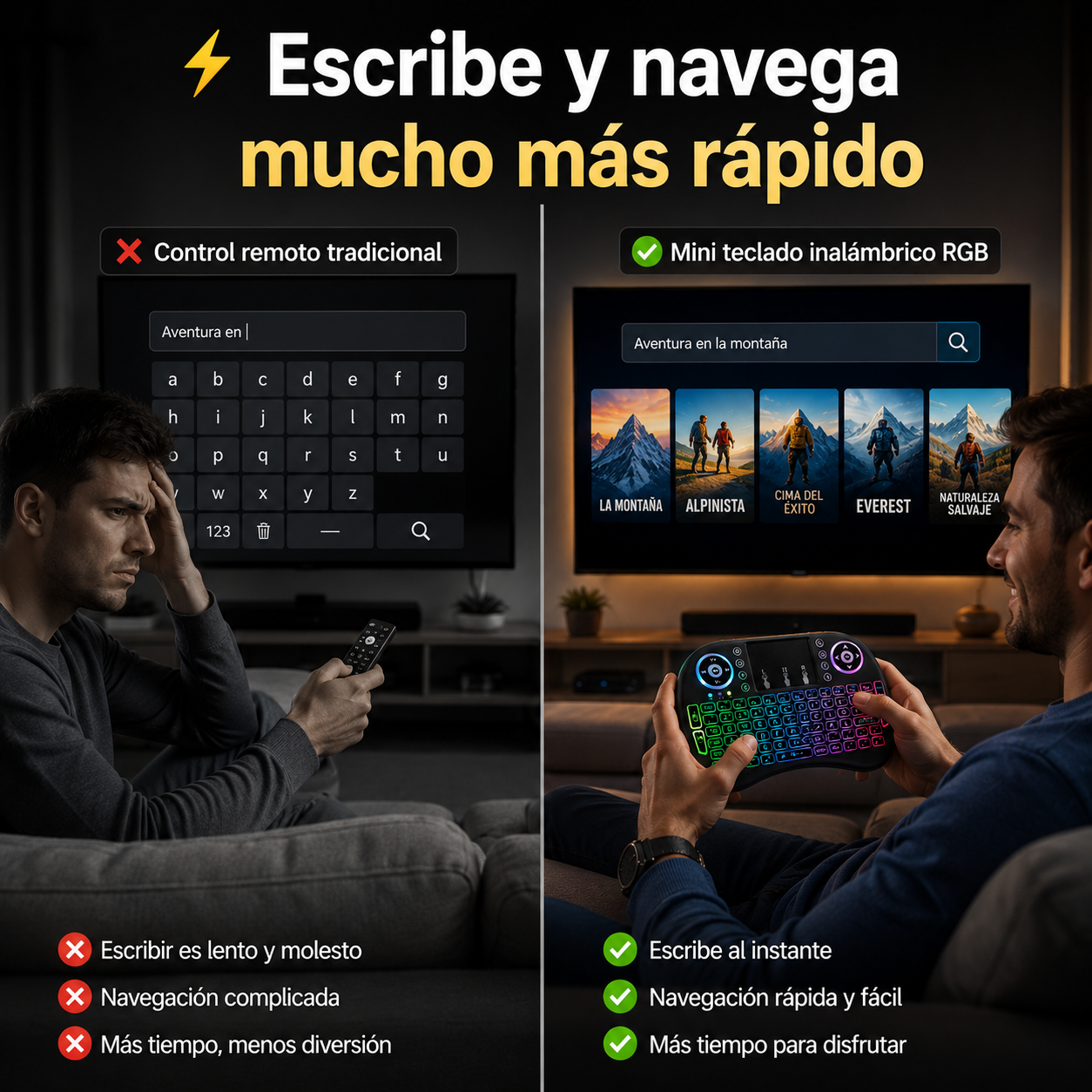 ⚡Mini Teclado Inalámbrico RGB con Touchpad – Controla tu Smart TV desde el sofá 📺🎮