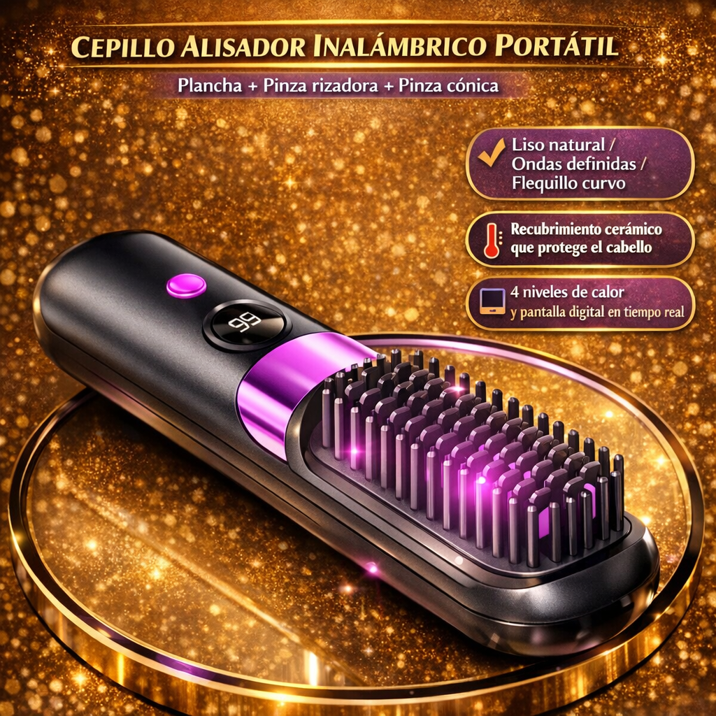 ✨ Kit Cepillo Alisador Inalámbrico FreedomStyle + x2 Pinzas para el cabello + x1 Peine 🎁