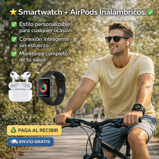 Smartwatch + AirPods Inalámbricos: Tecnología, Estilo y Conectividad en tu Muñeca ✅