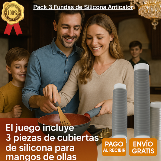 🍳 Pack 3 Fundas de Silicona Anticalor – Protege tus manos y cocina con seguridad 🔥